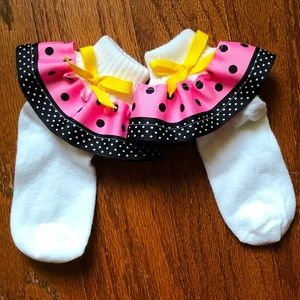 I’m Yours Black & Pink Polka Dot Socks w/ Bow
